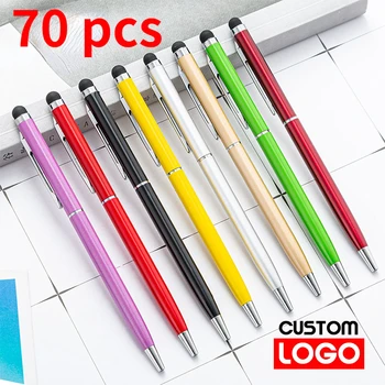 70 de Pachete de 13-culoare Mini Metal 2-în-1 Stylus Universal Pix Text Gravat Logo-ul Personalizat de Birou Școală de Publicitate Pen