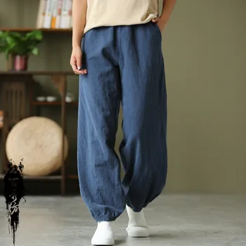7Colors Femei Chineză Stil de Kung Fu, Tai Chi Funduri Pantaloni Bumbac Lenjerie de Ceai Zen Retro Bloomers Talie Elastic Pantaloni Casual
