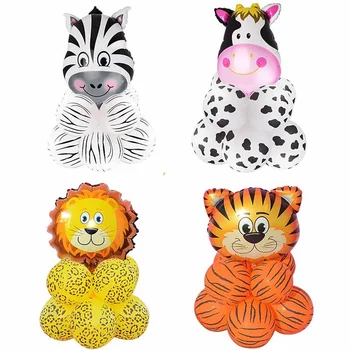 7Pcs Jungle Safari Baloane Tigru, Leu, Zebra Vaca Animale Sălbatice Imprimare Balon pentru Zoo Tematice de Ziua Decor Petrecere Copil de Dus