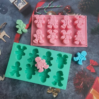8 Găuri De Crăciun, Om De Zăpadă Mucegai Silicon Tort Mucegai Bomboane De Ciocolata Clay Mould Bucătărie De Gătit Instrumente De Copt Pentru Prăjituri