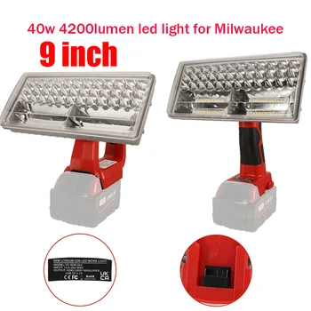 9 inch 40W Lampă cu LED-uri Pentru Milwaukee 18V Li-Ion Interioară în aer liber de Lucru cu LED-uri Lumina Reflectoarelor Lanterna Portabil Cu USB