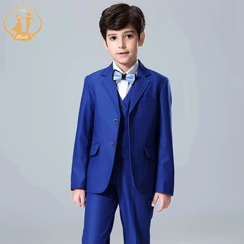 Agil Costum Albastru pentru Băiat Școală Formală Butonul Set Blazere, pentru Băieți Roupas Infantis Menino Băieți Costume pentru Nunti Copii Blazer