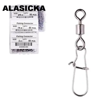 ALASICKA 50PCS/ Cutie 14#-2/0# Pescuit Conector Pin de Rulare Rulment Rotativ din Inox cu Ajustare Undiță Atrage Pivotează Aborda