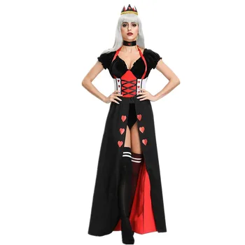 Alice În țara Minunilor Cosplay Red Queen of Hearts Rochie de Printesa Delux Petrecere de Lux, Fete de Halloween Carnaval Costum de bal Mascat
