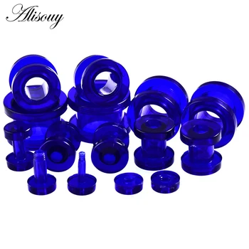 Alisouy 1 pereche de Frumusete Albastru Acrilic Ear Expander Plug & Tuneluri Jewery Calibre Ureche Piercing 2mm la 24mm bijuterii de corp pentru Femei