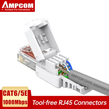 AMPCOM Instrument gratuit conector RJ45, Nici un instrument de sertizare mai puțin UTP 1000Mbps CAT5E CAT6 Modular PLug pentru Irecuperabile Solid cablu Ethernet Lan