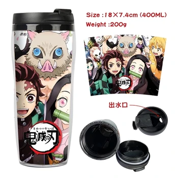 Anime Demon Slayer Kimetsu nu Yaiba Kamado Tanjirou Cana de Cafea Ceasca de Spațiu Sticla de Plastic, Sticla de Apa 400ml Pentru Cadou