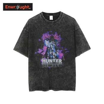 Anime Hunter X Hunter Grafic Tricou Hip Hop Supradimensionat Spălat Phantom Trupa T-shirt Pentru Bărbați 2022 Retro Manga Retro Topuri Tricouri