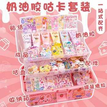 Anime Sanrio Set de Autocolant de Crema Lipici Guka Set Material diy Mobile Accesorii Fata de Jucării realizate Manual Autocolant