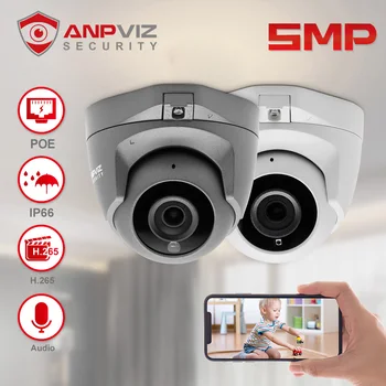Anpviz 5MP Camera POE IP Mini Dome de Interior de Securitate, Supraveghere Video Audio Built-in Microfon H. 265 Danale App Compatibil cu Hikvision