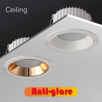Anti-Orbire Încastrat LED Downlight Estompat LED Lumina Plafon Dormitor Bucatarie Tri-culoare Lumina Alb/Negru LED lumina Reflectoarelor