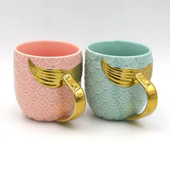 Aur Coada de Sirena Cana Ceramica cu Maner Creative Ceai Lapte Cafea Personalizate Cani coadă de pește Cupa Noutate Cadouri
