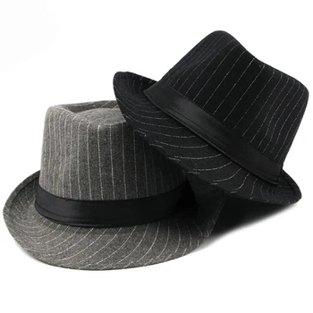 Barbati Casual Negru Fedoras Formale Pălărie Retro Derby Bowler Jazz Pălărie Stil Britanic Clasic cu Dungi Dom Domn Capac de Înaltă Calitate