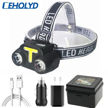 Bike Light Mini COB LED Faruri Far Lampă de Cap Lanterna USB Reîncărcabilă 18650 Lanterna Camping, Drumeții, Pescuit de Noapte Lumina