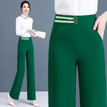 Birou Doamnă Înaltă Talie Pantaloni Largi Femei Nou Baggy Negru și Drept Pantalones Femme Moda coreeană Supradimensionate 4xl Pantaloni