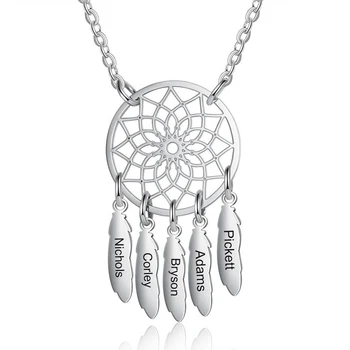 Boem Personalizate Personalizate Creative Dream Catcher Colier Multi-Nume Din Oțel Inoxidabil Femei Mandala Lotus Bijuterii Cadouri De Familie