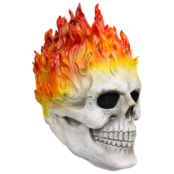 Bulex Halloween Ghost Rider Roșu Și Albastru Flacără Masca Craniu Cu Fantome De Groaza Full Față Măști De Latex Cosplay Costum De Recuzită