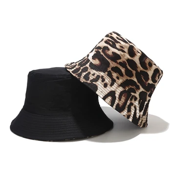 Bumbac Găleată Pălărie Leopard De Imprimare De Vânătoare Capac Tendință Femei Pliabil Suncreen Bazinul Chapeau Bărbați
