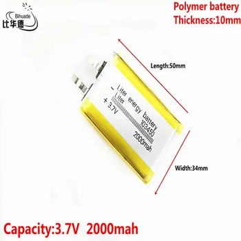 Bun Qulity Litru de energie baterie 3.7 V,2000mAH 103450 Polimer litiu-ion / Li-ion pentru tablet pc-ul BĂNCII,GPS,mp3,mp4