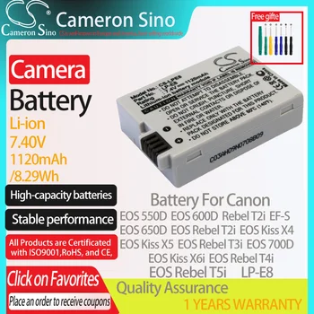 CameronSino Baterie pentru Canon EOS 550D, EOS Kiss X6i EF-S EOS Kiss X4 EOS Rebel T2i EOS 650D dedicat Canon LP-E8 aparat de fotografiat baterie