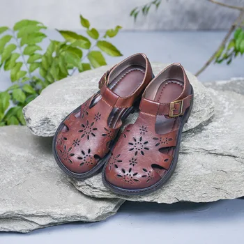 Careaymade-piele naturala sandale pentru Femei, Original, manual de sex Feminin pantofi scobite personalizate retro stil simplu, sandale