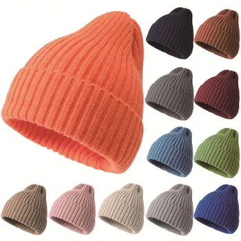 Casual Cald Tricotate Pălării Bărbați Femei Toamna Iarna Îngroșat Pulover Pălărie Căciulile În Aer Liber, Toate-Meci De Lână Capace Rece-Dovada Capac