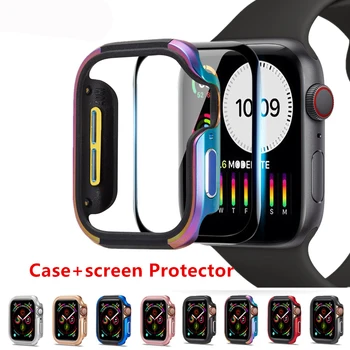 Caz acoperire Pentru apple watch 44mm 40mm TPU+aliaj de aluminiu de caz Ultra-subțire complet Protector caz iwatch Serie SE 6 5 4 Accesorii