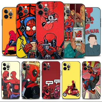 Caz de telefon Pentru Apple iPhone 14 13 12 11 Pro Max 13 12 Mini-XR X 7 8 6 6S Plus Capa Shell Marvel Spider Man, Deadpool Selfie