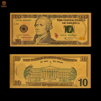 Cel mai bun Pret Aur Bancnote de 10 Dolari Bani În Aur 24K Placate cu Bancnote False de Bani de Hârtie de Colectare