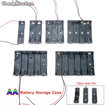 ChengHaoRan Plastic Negru Dimensiune AA Baterie de Depozitare Cutie de Caz Titularul Conduce Cu 1 2 3 4 5 6 Sloturi AA Baterie de Stocare de Caz
