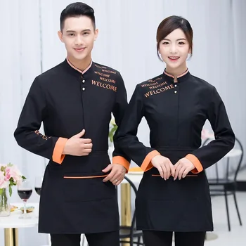 China Stil De Lucru Naționale Clothers Maneca Lunga Ceainărie Salopete Femei Bărbați Restaurant Chelneri Uniforma Uniforme Unisex