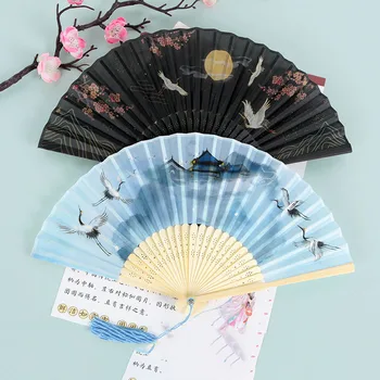 Chineză stil de dans de vară decor evantai，Bambus, lemn de Mătase，Tipărite ventilator de mână，Speciale în aer liber portabil cadou fan pliere