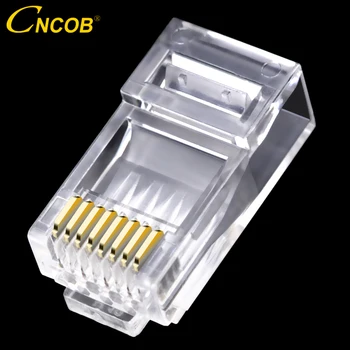 cncob Cat6 RJ45 Plug Modulare 8P8C Cablu Ethernet Conector Gigabit Ethernet utp Sertizare Conector de Rețea 30u Placat cu Aur 100buc