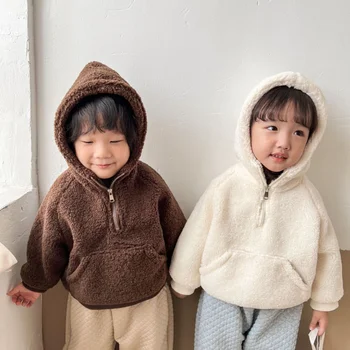 Copii berber Fleece haina Fete Garnituri de Catifea hanorace de Iarna Baieti Gros cald jachete cu glugă 1-7ani