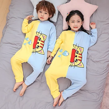 Copii Traverse Pătură Toamna Pijama de Bumbac dintr-O bucata Pijama Fete pentru Copii Desene animate pentru Copii Homewear Maneca Lunga Baieti draguti Purta