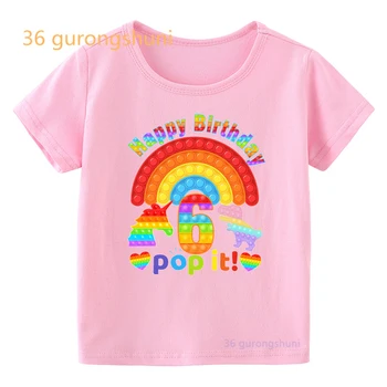 Copii Tricou Pentru fete de îmbrăcăminte Fericit 6 7 8 9 ani de Ziua Tricouri Pop pentru copii T-shirt Popit Topuri Pentru Fete Haine Roz
