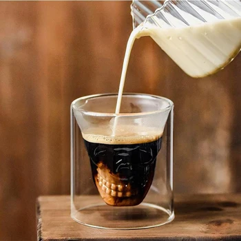 Craniul Cupa Dublu-strat Transparent Cap de Craniu Cana de Cafea de Cristal Cupa de Sticla pentru Acasa Bar Club Whisky, Vin, Vodcă și Bere Vin