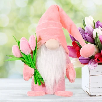 Creative Fără Chip De Papusa De Ziua Mamei Gnome Papusa Deține Lalele Buchet Fără Chip Pitic Petrecere Ornamente Mama Cadouri
