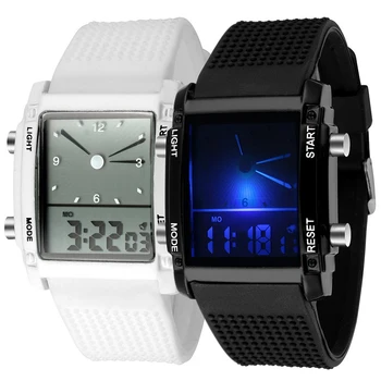 Cuplu Cronograf Luminos Ceas Digital Inovare Dual Display Iubitorii de Alarmă în Caz de Dreptunghi Curea Silicon часы унисекс