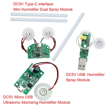DC5V de Tip C Interfață Mini Umidificator Dual Spray Spray Modul Micro USB Pulverizare cu Ultrasunete Umidificator prin Pulverizare Modul DIY Kit