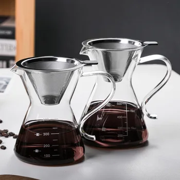 De Cafea din sticlă, Vase realizate manual Ibric de Cafea Schimbul de Oală Filtru Cupa Berii Oală de Cafea Aparate din Oțel Inoxidabil filtru de Cafea prin picurare