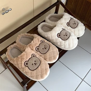 De Iarnă Acasă Papuci De Interior Cald Animal Pufos Slide-Uri De Pluș Drăguț Urs Papuci Pentru Femei, Barbati Kawaii Tv Cu Desene Animate Pantofi