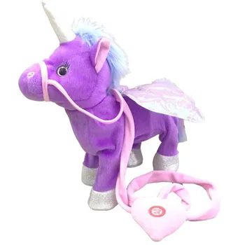 De Vânzare la cald 25cm Magic Unicorn Mersul pe jos și Vorbesc Animal de Pluș Jucărie de Cal de Înregistrare a Sunetului Unicorn de Pluș Fantezie Cadou pentru copii