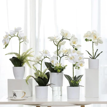 De înaltă Calitate Fluture Orhidee, Aranjament de Flori Latex, Silicon Real Touch flori. a spus să Bonsai OfficeTable Home Hotel Decor cu Vaze