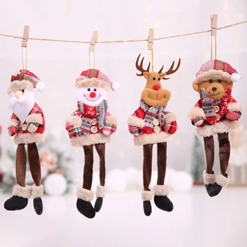 Decor de crăciun Păpușă de Crăciun Decorare Pom de Crăciun Pandantiv Ornament Carouri cu picioare Lungi Bătrân cu picioare Lungi om de Zăpadă