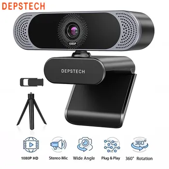 DEPSTECH 1080P camera web HD cu Microfon Camera Web cu Corecție Lumină Automată Plug and Play USB camera web pentru apeluri Video Record