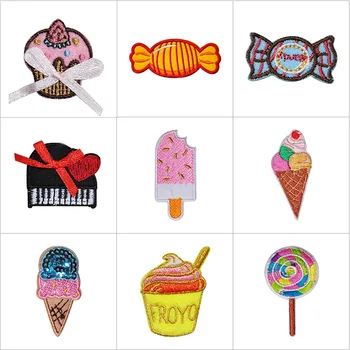 Desene animate Dulciuri Lollipop Tort de Înghețată Alimente Patch-uri de Fier la Copii Brodat Cusut Decorative Aplicatiile pentru Sac Haine DIY