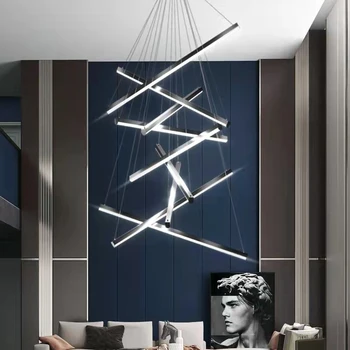 Design negru Candelabru Pentru Scara Creative Home Decor Camera de zi Lampa Stick Acrilice Perdeaua de Lumină Moderne DIY Bucătărie Luciu