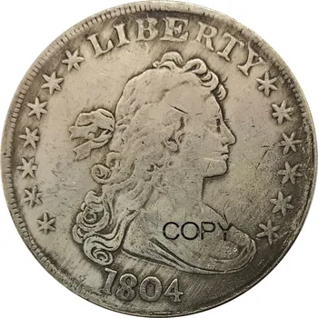 Dezlegat Membre 1 Dolar Bust Drapat de Dolari vultur Heraldic 1804 Placat cu Argint Copia Monede