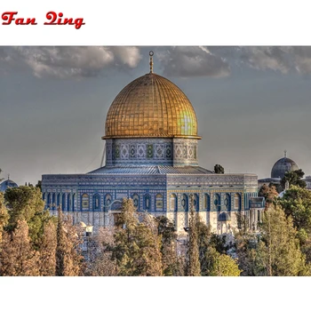 Diamant Broderie Aqsa Diamant Tabloul Complet Pătrat Rotund Religie Poze Cu Strasuri De Cristal Mozaic Decor De Arta